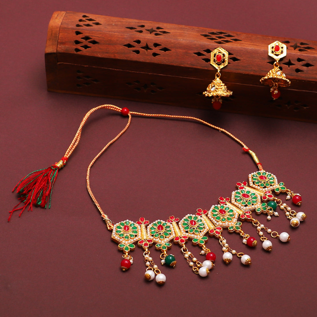  Best Traditional Handcrafted Designed by Mekkna of Necklace with Earrings for Women | Buy This Necklace Online from Mekkna