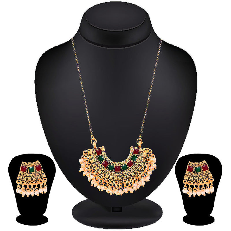 Mekkna Multicolor Alloy Mangalsutra with Matching Earrings | Buy Mangalsutra Online from Mekkna
