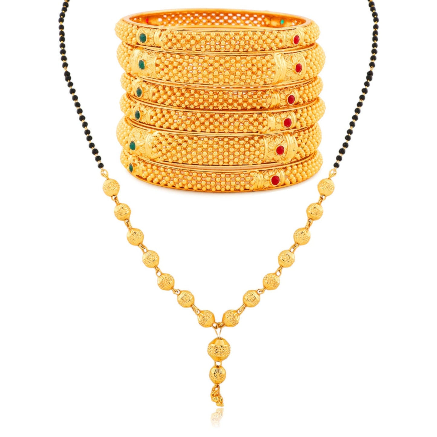Gold Plated Mangalsutra with Bangles for Women | Buy Jewellery set Online from Mekkna