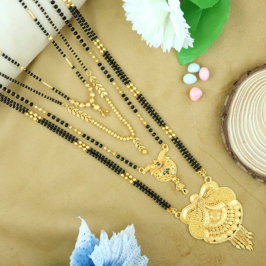 Tradition to your jewelry collection with the Online Bhagya Lakshmi Gold Plated combo of Mangalsutra