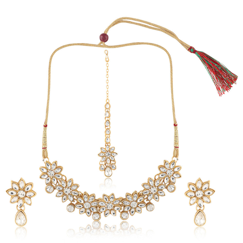 Best Traditional Handcrafted Designed by Mekkna of Necklace, Maang tika with Earrings and  for Women | Buy This Jewellery Online from Mekkna