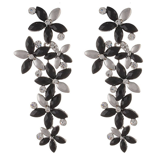 Floral Crystal Studded Drop Earrings