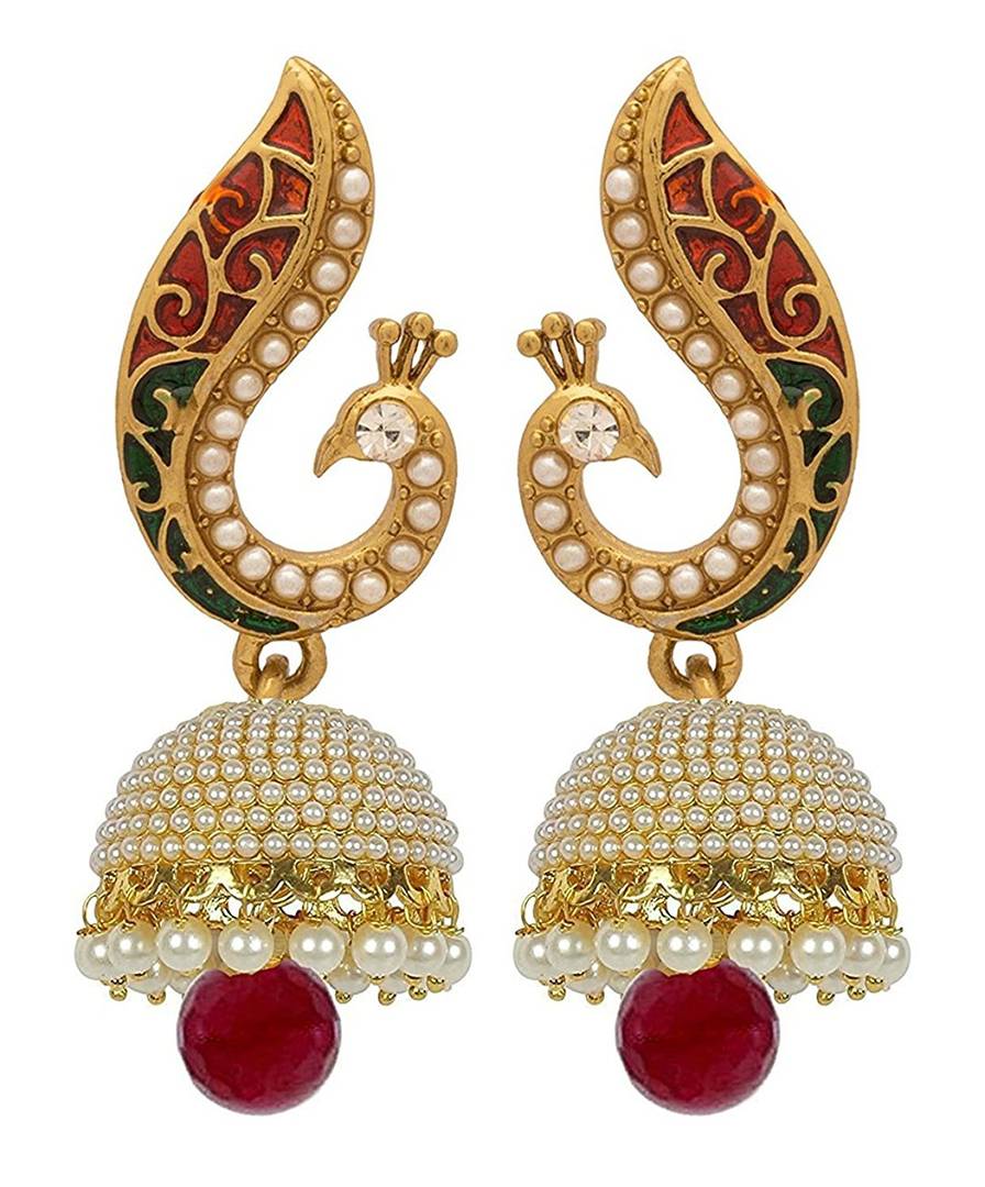 Stylish Gold Plated Pearl Jhumki Earrings