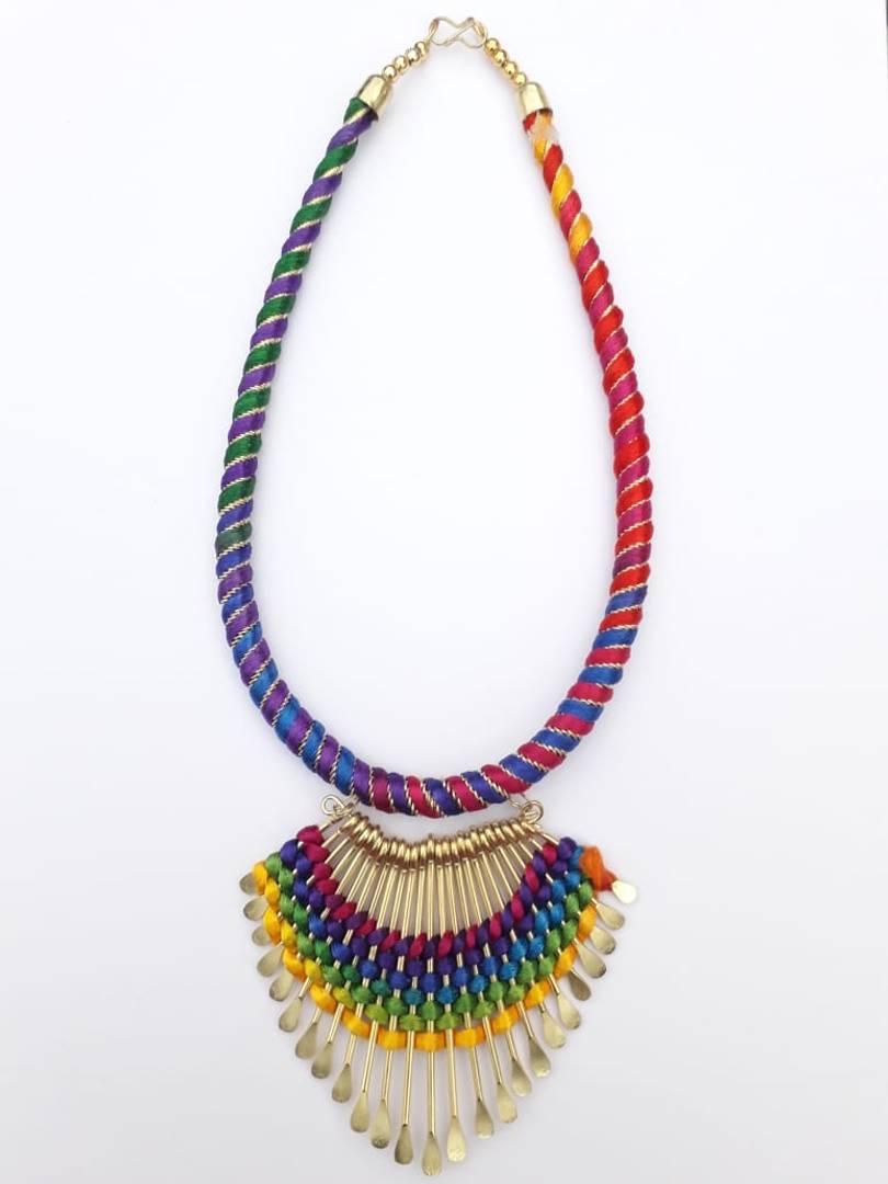 Multicoloured Fabric Tribal Necklace