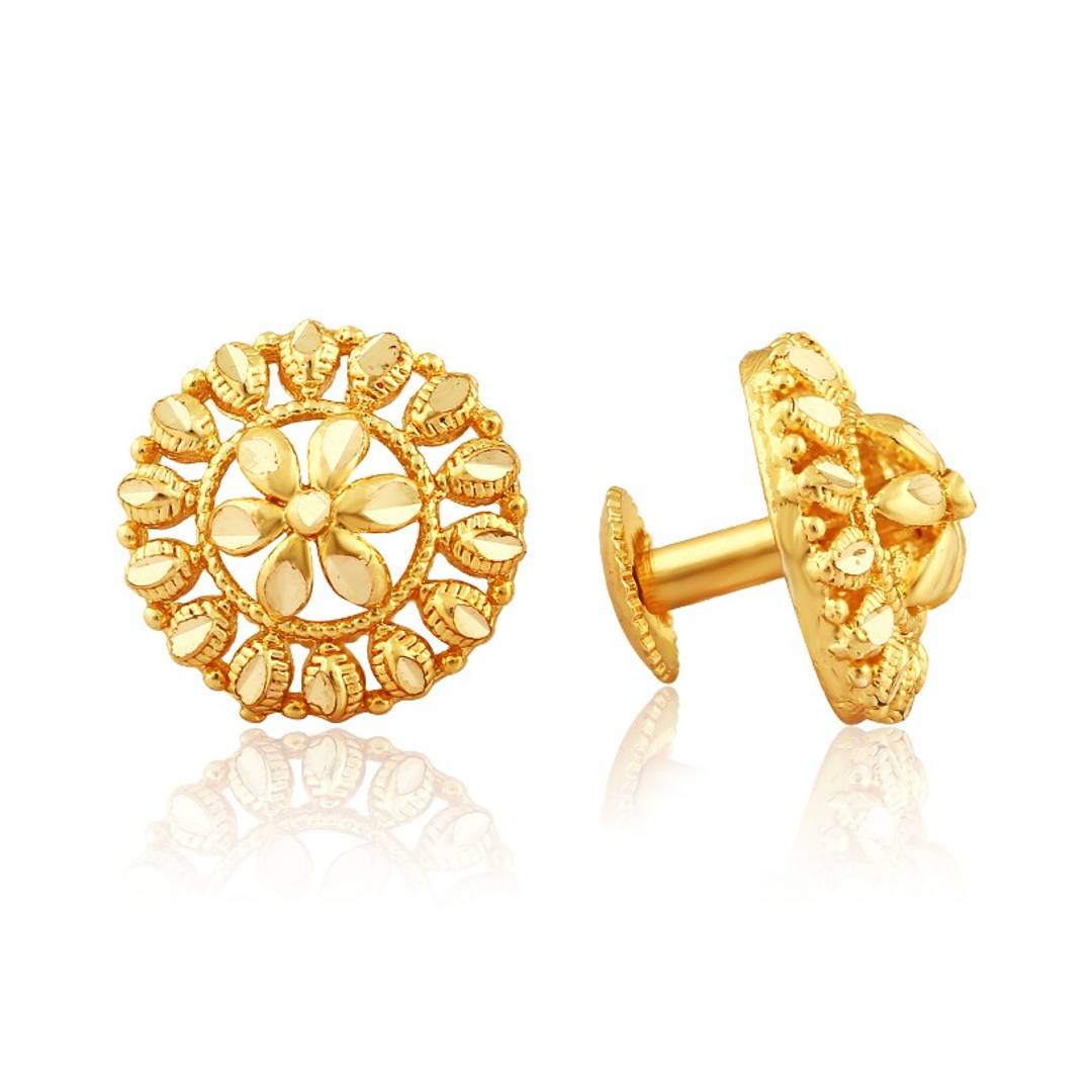 Traditional South Screw Back Alloy Gold and Micron Plated Round Earring