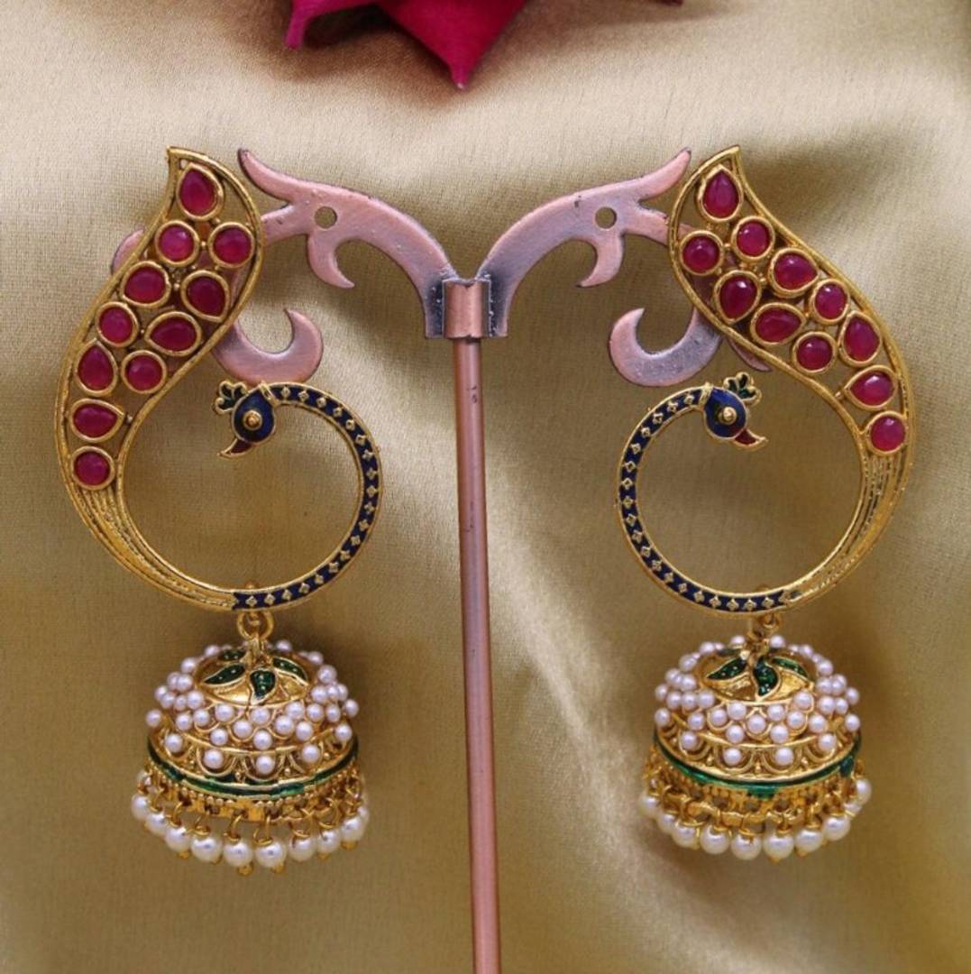 Copper Designer Peacock Jhumkha Earring For Women