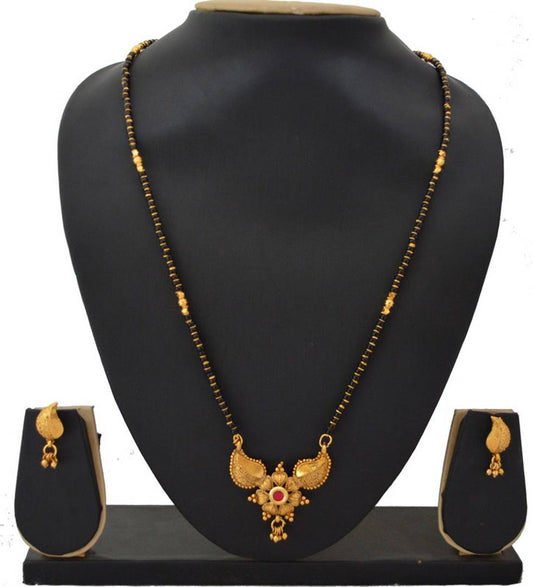 Women's Golden plated Beautiful Long Mangalsutra with Small Earring