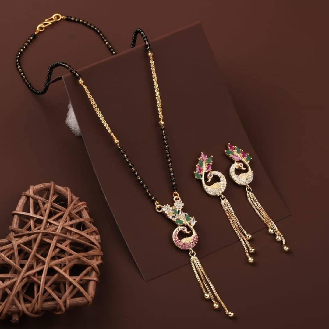 Trendy Attractive Alloy Mangalsutra with Earrings