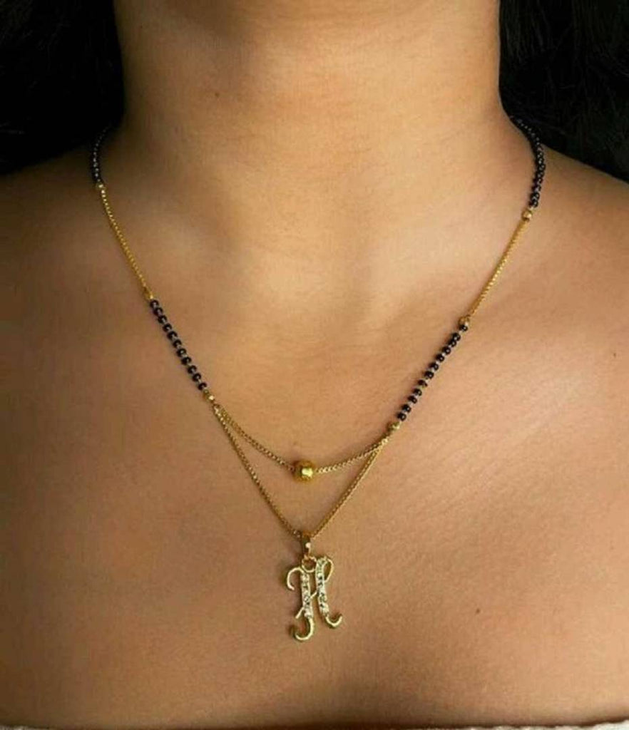 Excellent Finished H Letter Diamond Mangalsutra For Women's Mangalsutra Alloy Mangalsutra