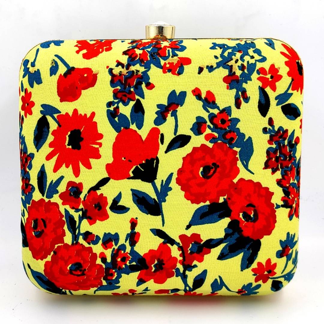 Attractive Printed Box Clutch Bridal Party Purse Clutch Box with Detachable Sling