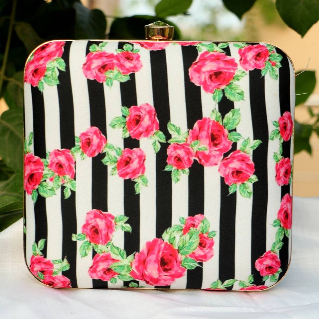 Attractive Printed Box Clutch Bridal Party Purse Clutch Box with Detachable Sling
