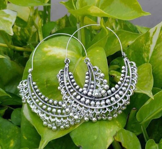 Traditional Silver Alloy Earrings