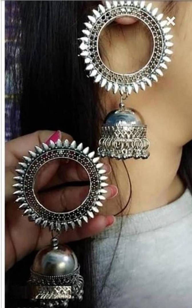 Traditional Silver Alloy Earrings