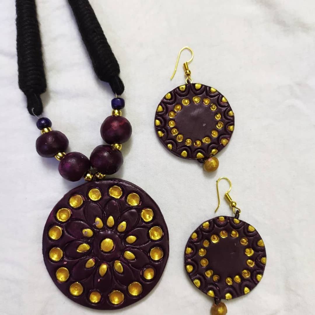 handmade terracotta jewellery set