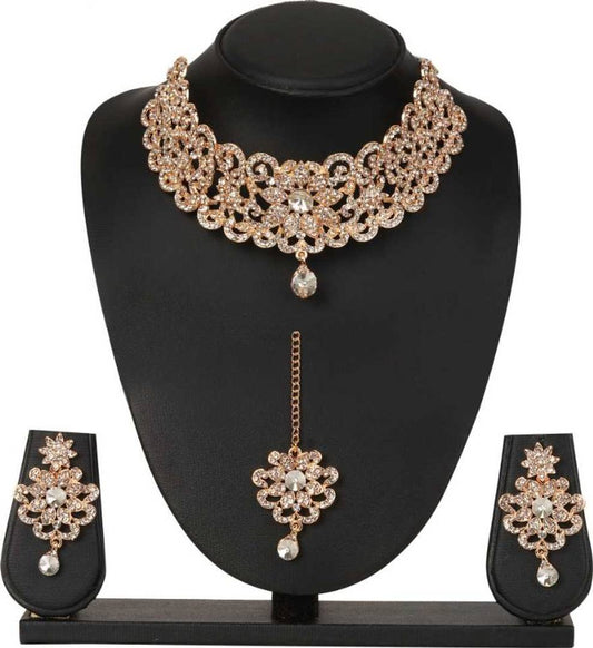 Trendy Alloy Choker with earring and Mangtika