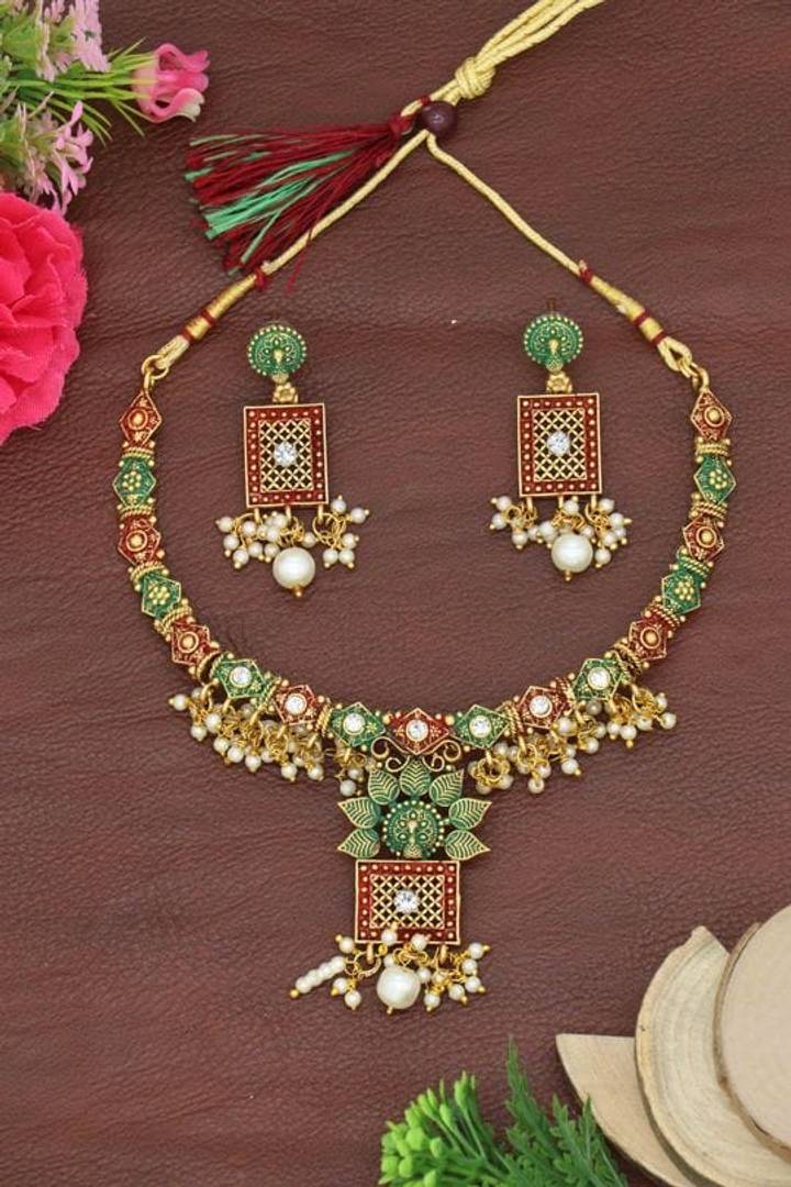 Traditional Designer Necklace With Earring