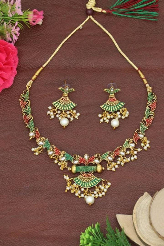 Traditional Designer Necklace With Earring