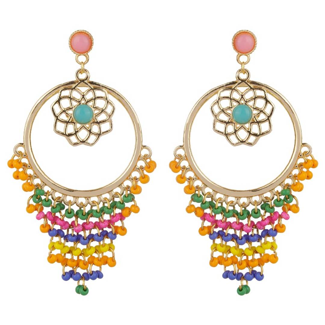 Earrings with Dangling chandelier earrings with pearls. made in india. brass made earrings