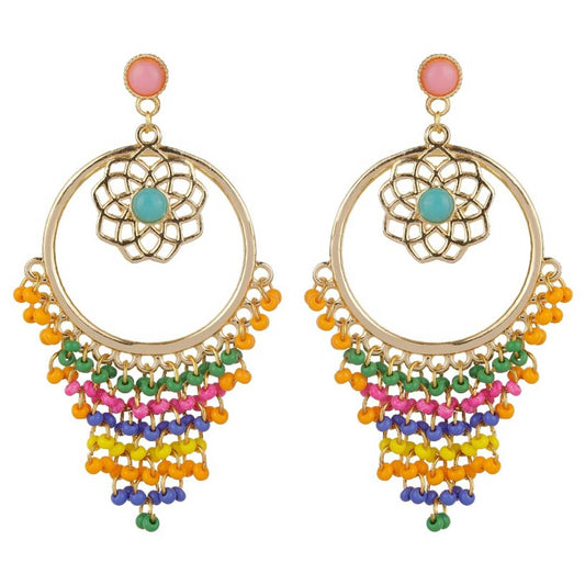 Earrings with Dangling chandelier earrings with pearls. made in india. brass made earrings