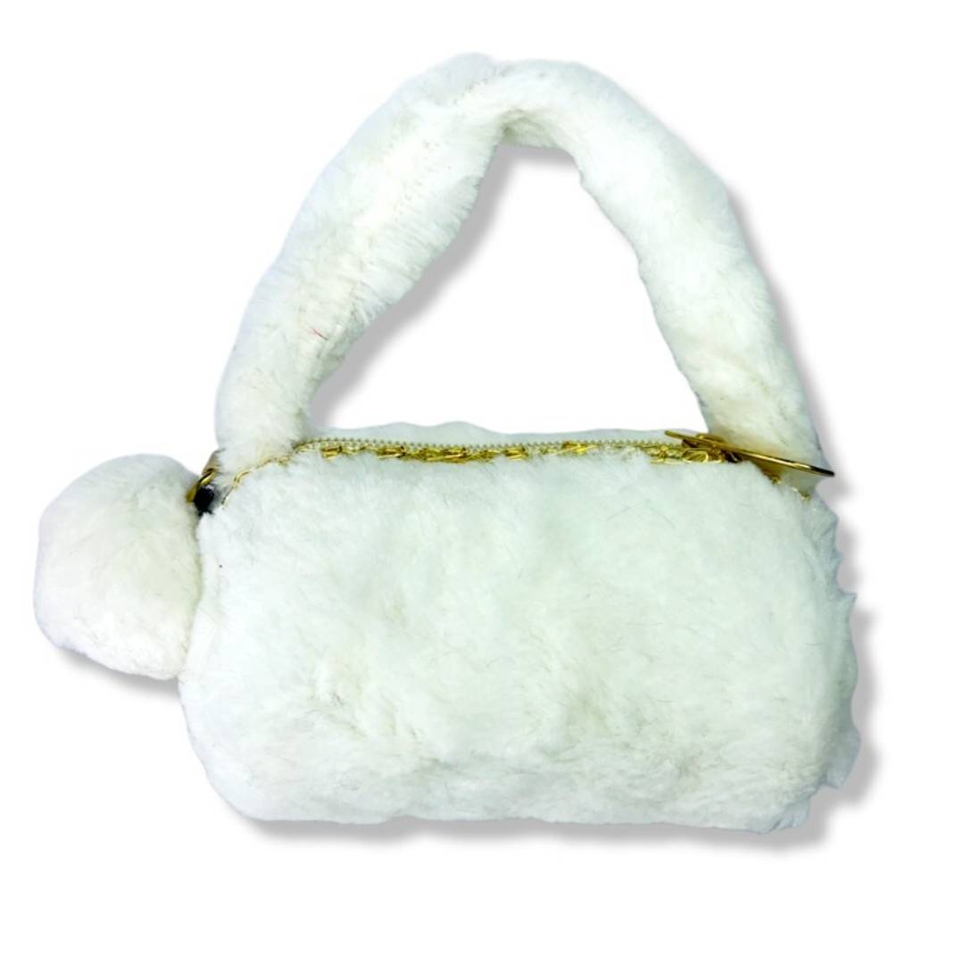 cute side purse for girls cream color fluffy sling bag, feel like cotton in hand, beauty ful side bag on girls