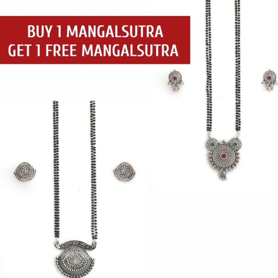 Silver Plated Mangalsutra With 1 Mangalsutra Free