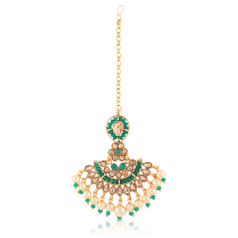 Best Traditional Handcrafted Designed by Mekkna of Necklace, Maang-Tika with Earrings set for Women | Buy This Jewellery set Online from Mekkna