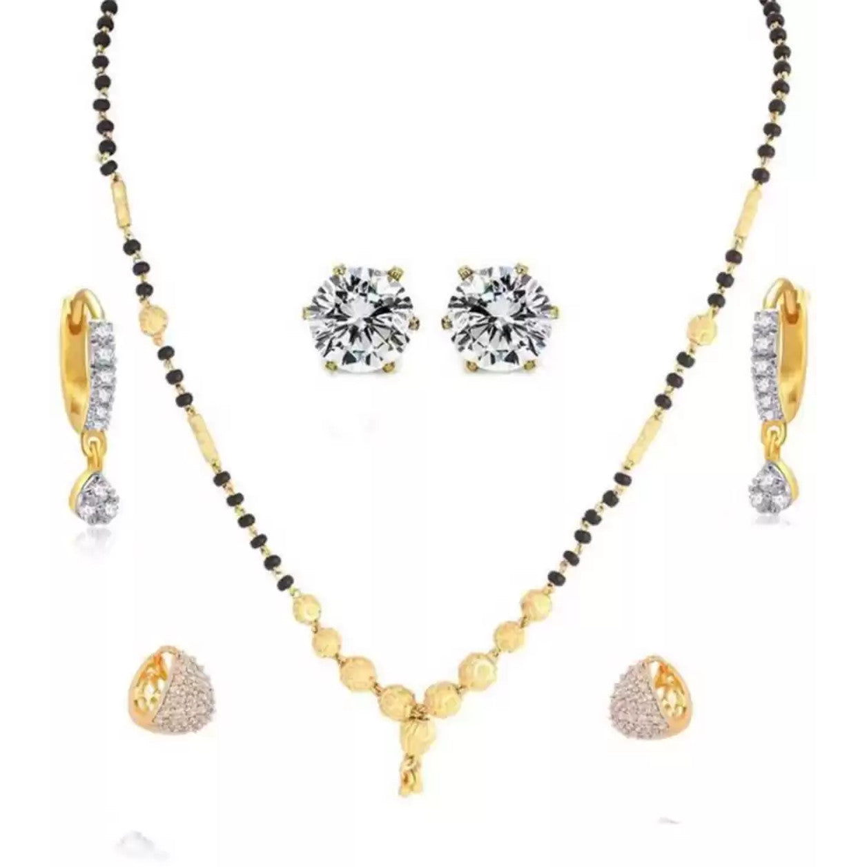 Gold Plated Mangalsutra with Earrings for Women | Buy This Jewellery Online from Mekkna