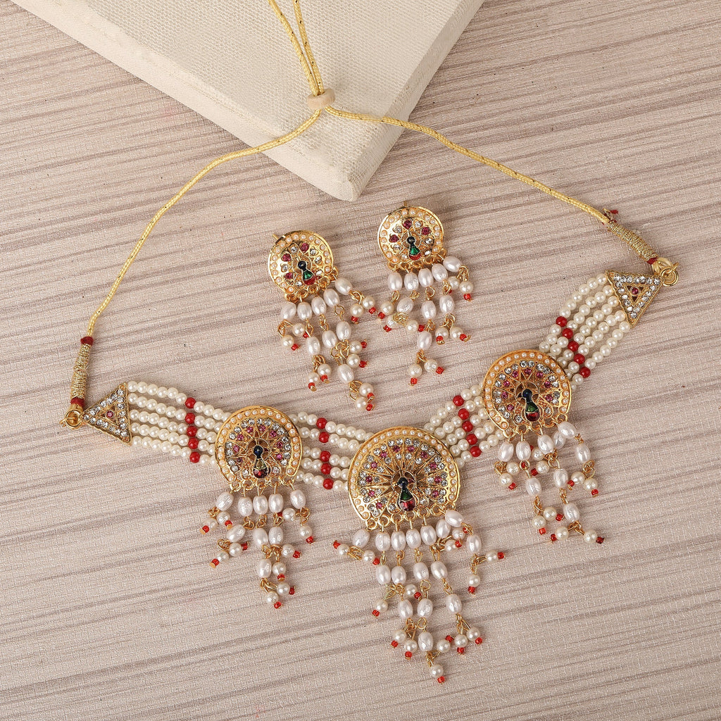 Bhagya Lakshmi Gold Plated Choker with Earrings Collection - Shop Now!