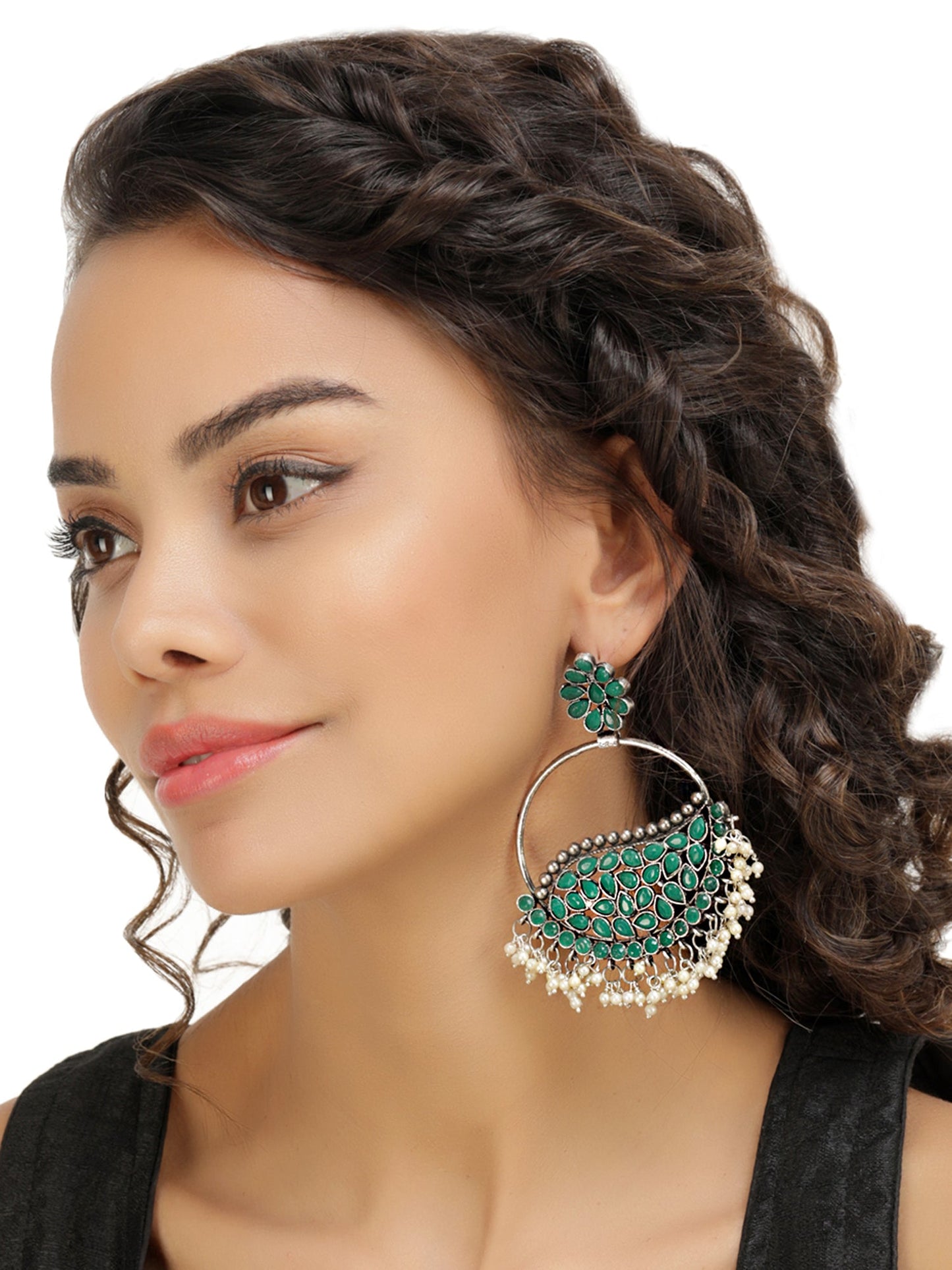 Mekkna Women’s Pride Alloy Traditional Stylish & Oxidized Silver-Plated Earrings for Women