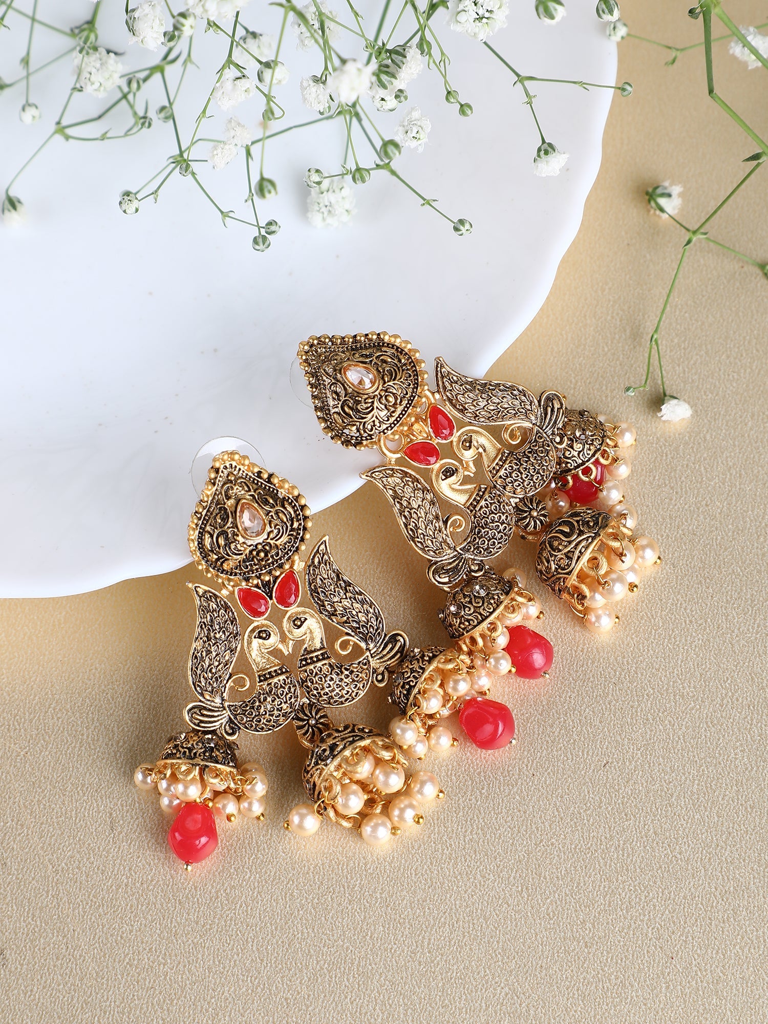 Mekkna Women's Pride Alloy Traditional & Stylish Gold Plated Earrings set for Women