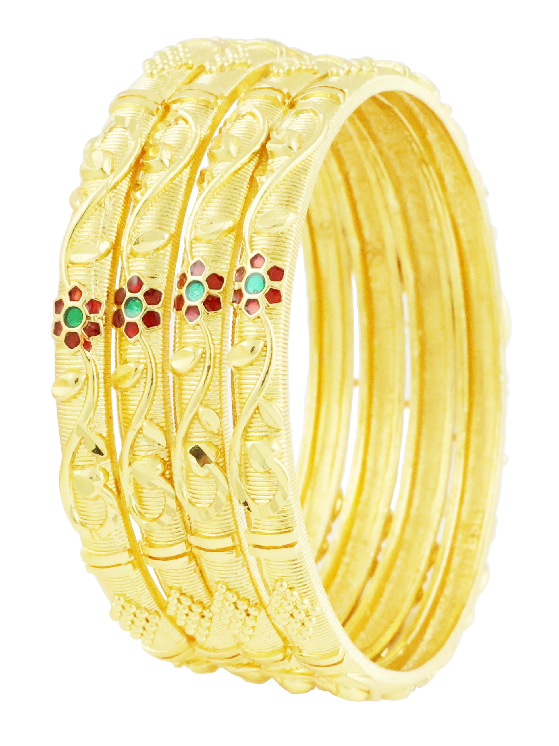 Enhance your style with the Bhagya Lakshmi Gold Plated Bangles set