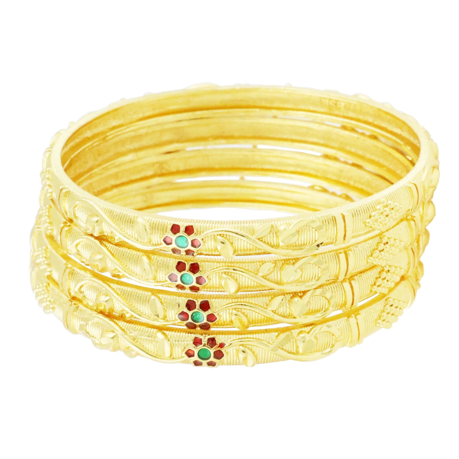 Enhance your style with the Bhagya Lakshmi Gold Plated Bangles set