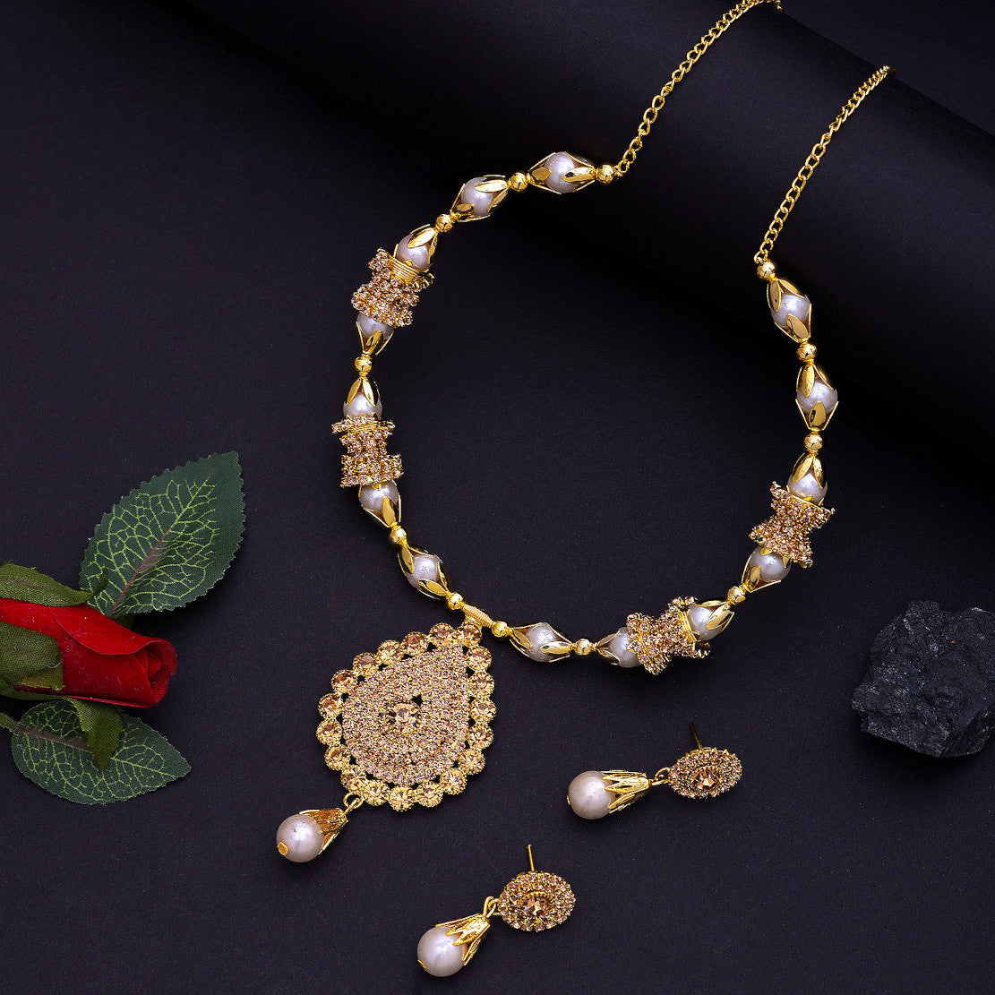 Necklace with Earrings for Women | Buy This Jewellery set Online from Mekkna