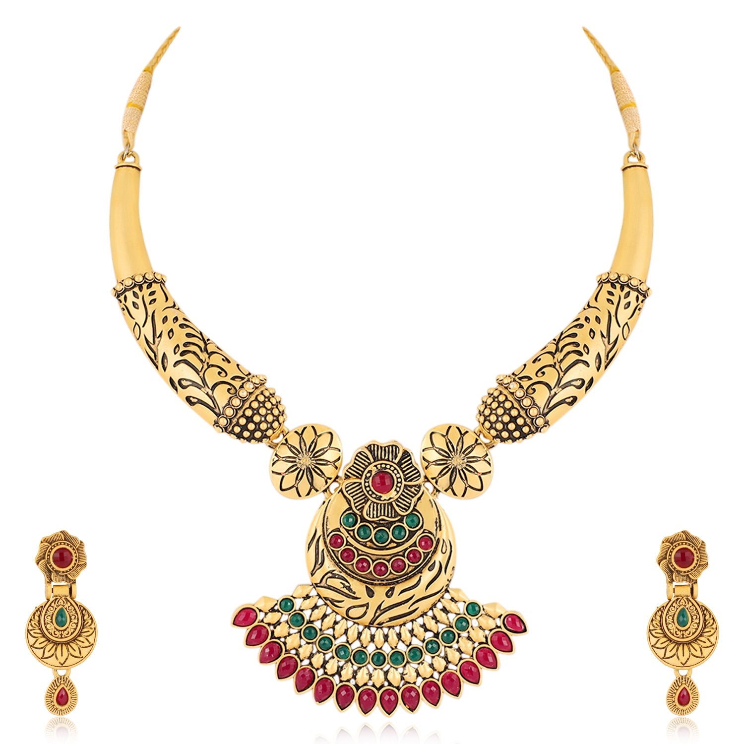 Mekkna Women's Pride Gold Plated Necklace with Earrings | Buy This Jewellery Online from Mekkna