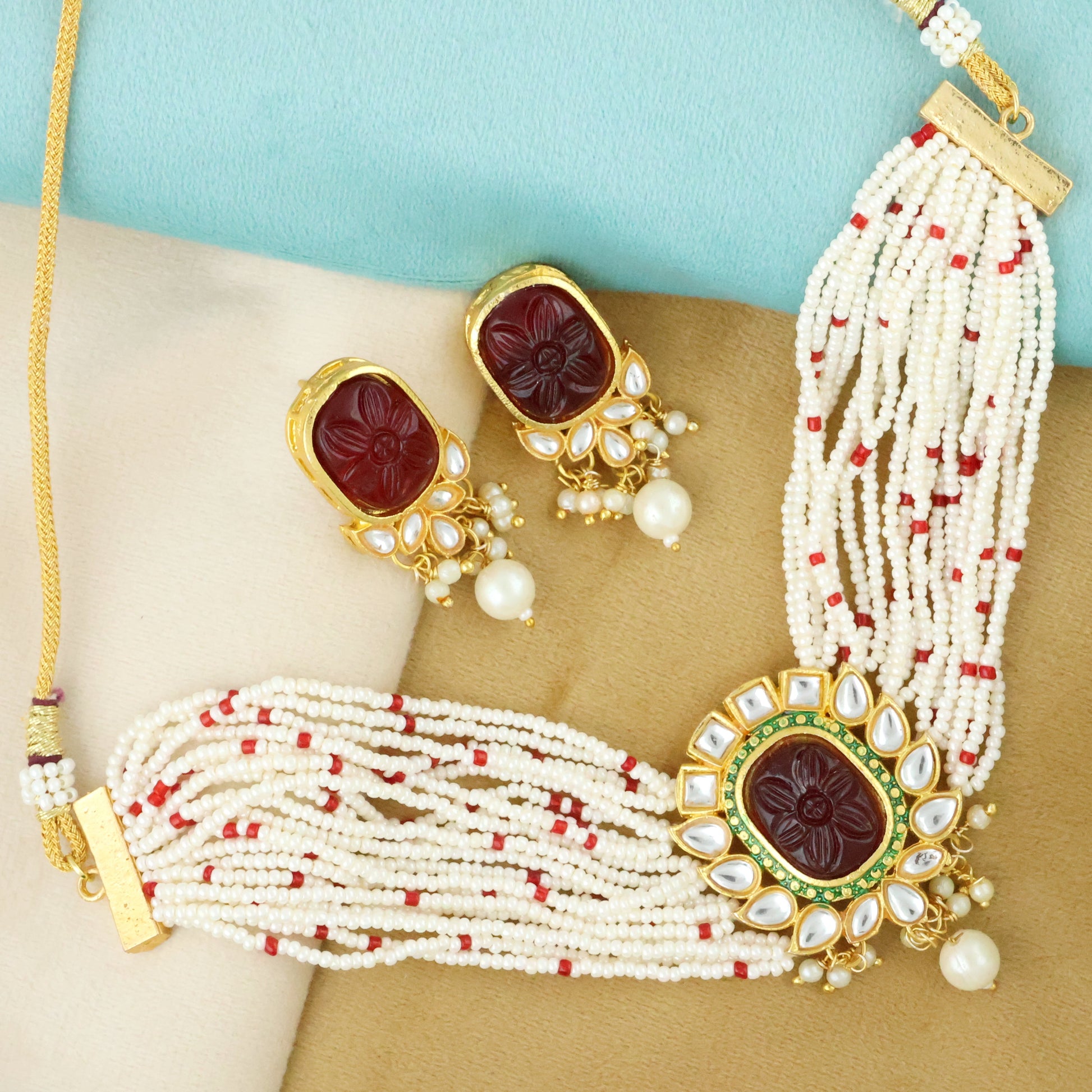 choker necklace with earrings-Buy Choker necklace online From Bhagya Lakshmi