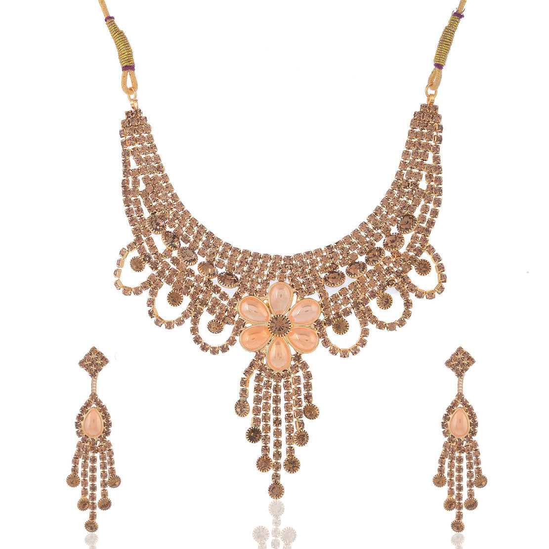  Best Gold Plated Traditional Handcrafted Designed by Mekkna of Necklace, Maang-Tika with Earrings for Women. Now We can Book This Jewellery set online from Mekkna.