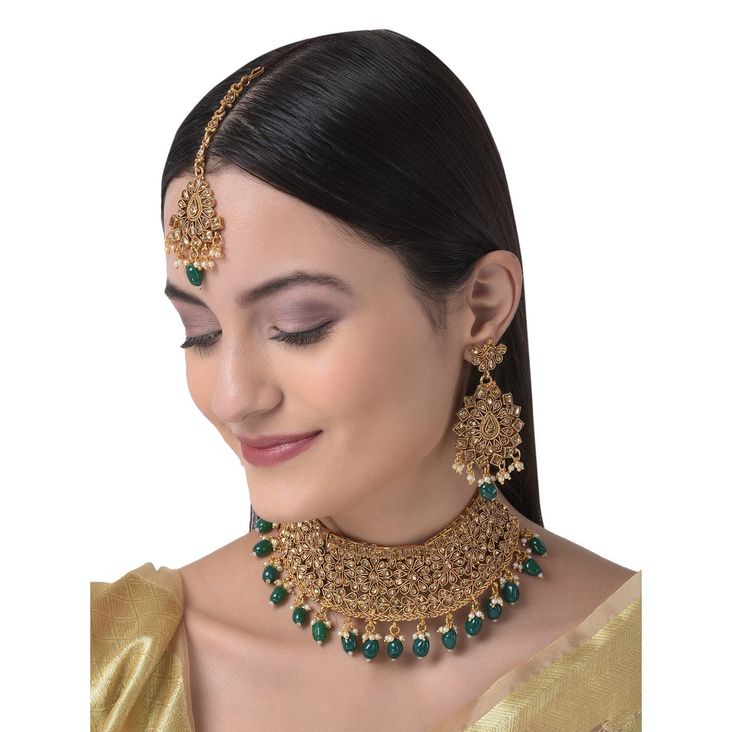 Necklace with Earrings and Maang-tika for Women | Buy Jewelry set Online from Mekkna