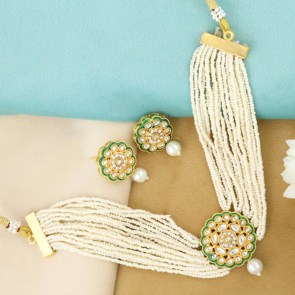 Bhagya Lakshmi Choker Necklace Set with Earrings