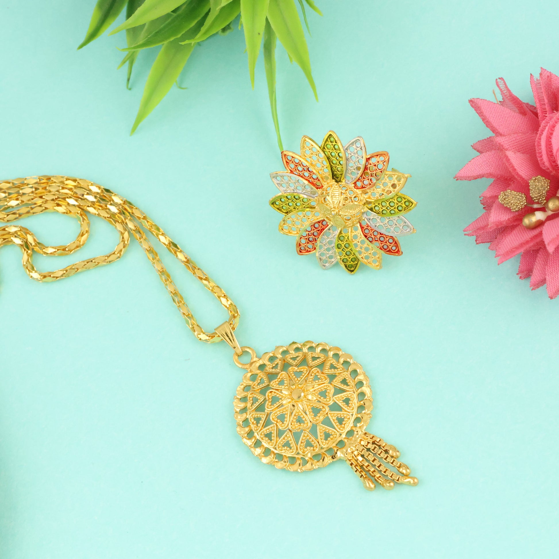 Mekkna Gold Plated Pendant with Rings Collection - Shop Now!