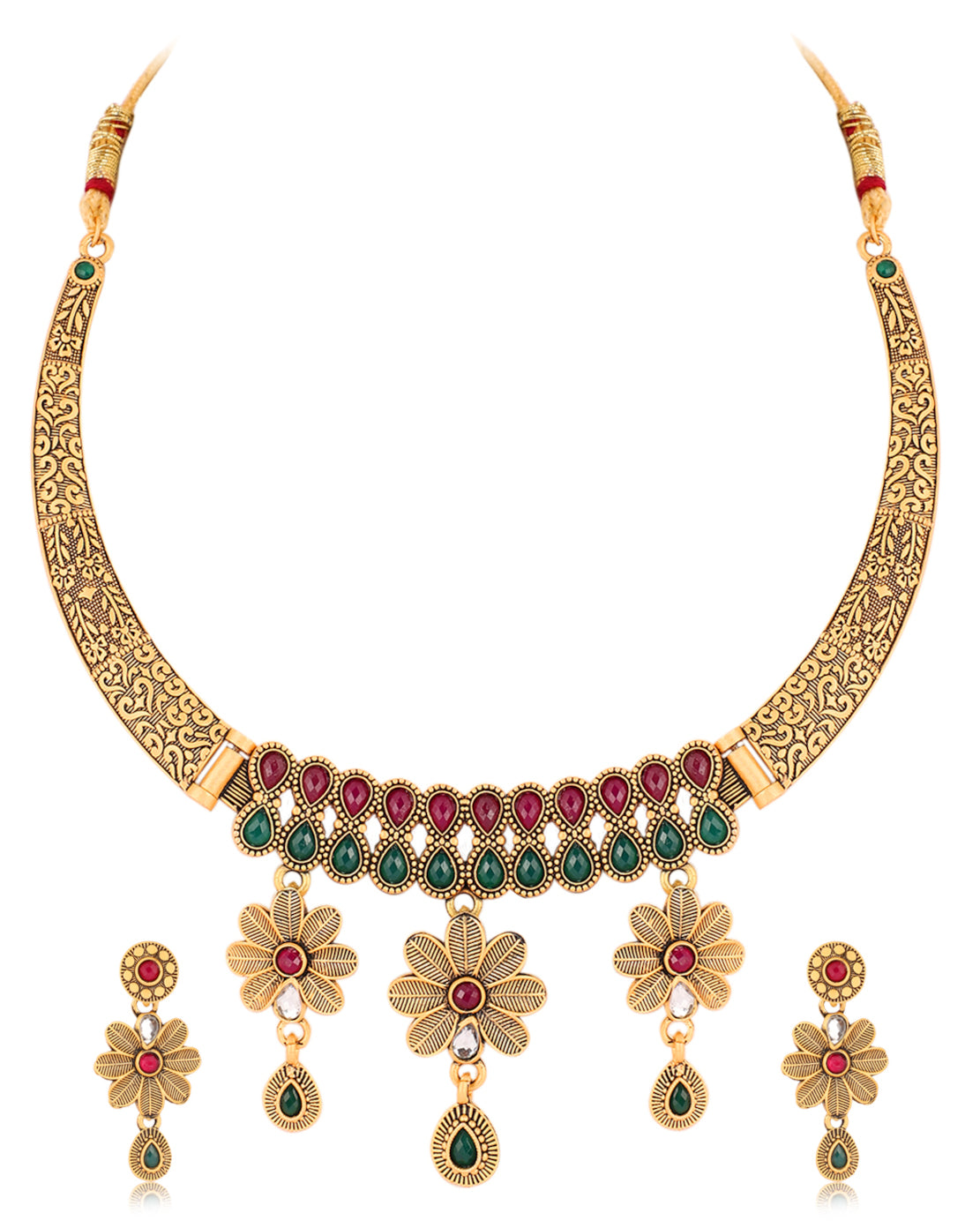  Women's Gold Plated Necklace with Earrings | Buy This Jewellery Online from Mekkna