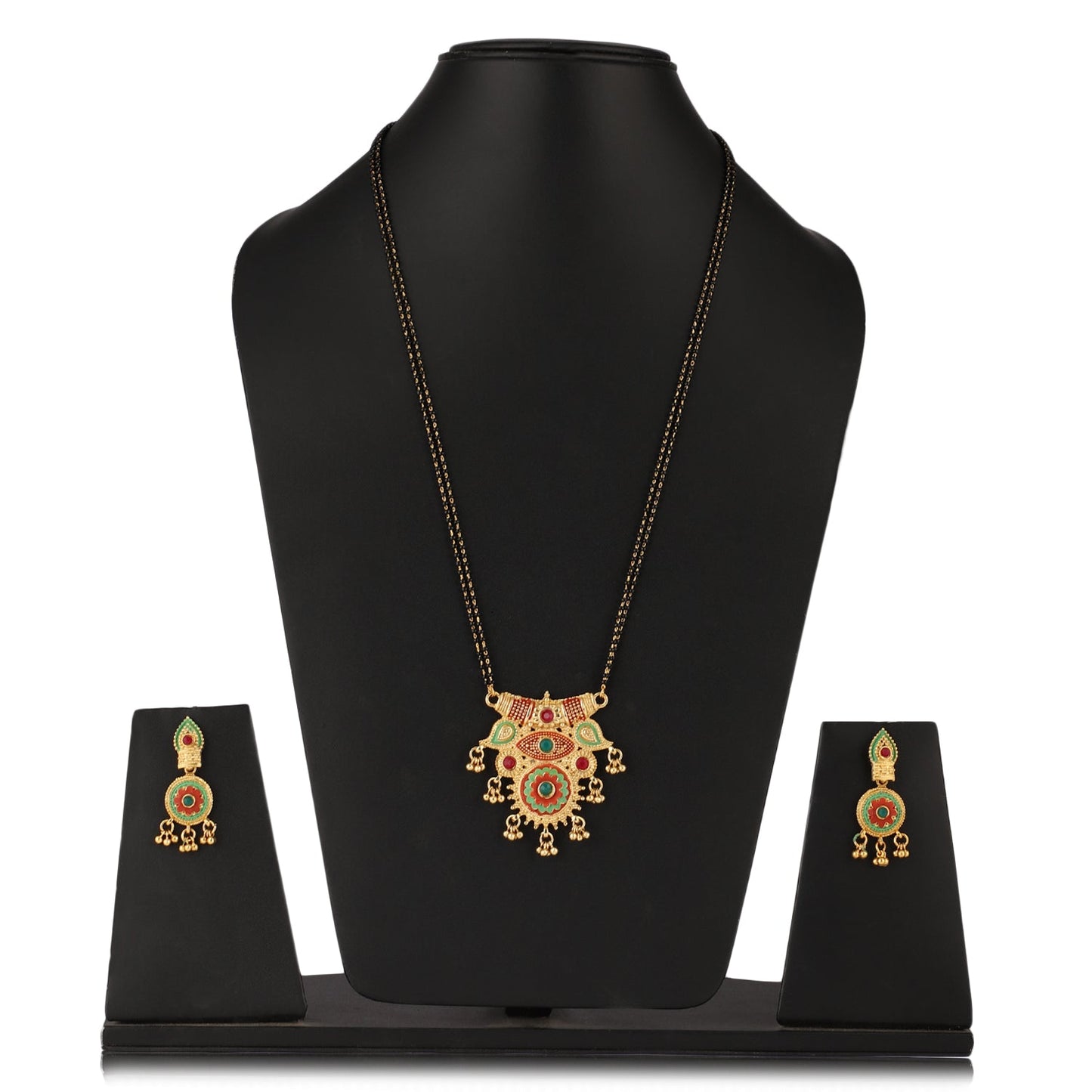 Mekkna Women's Pride Traditional Gold Plated Mangalsutra with Earrings | Buy This Jewellery Online from Mekkna