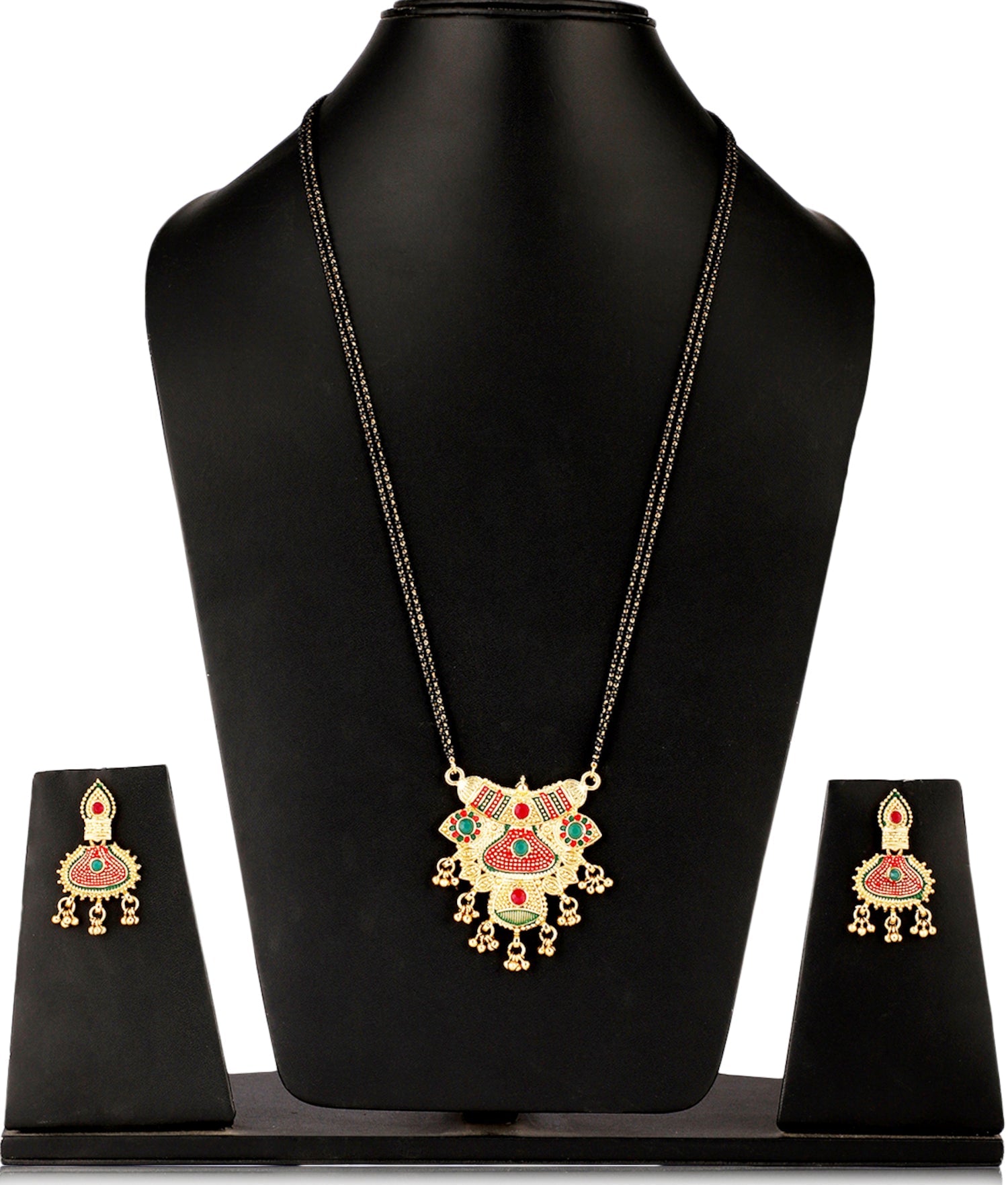 Mekkna Women's Pride Multicolor  Traditional Gold Plated Mangalsutra with Earrings | Buy This Jewellery Online from Mekkna