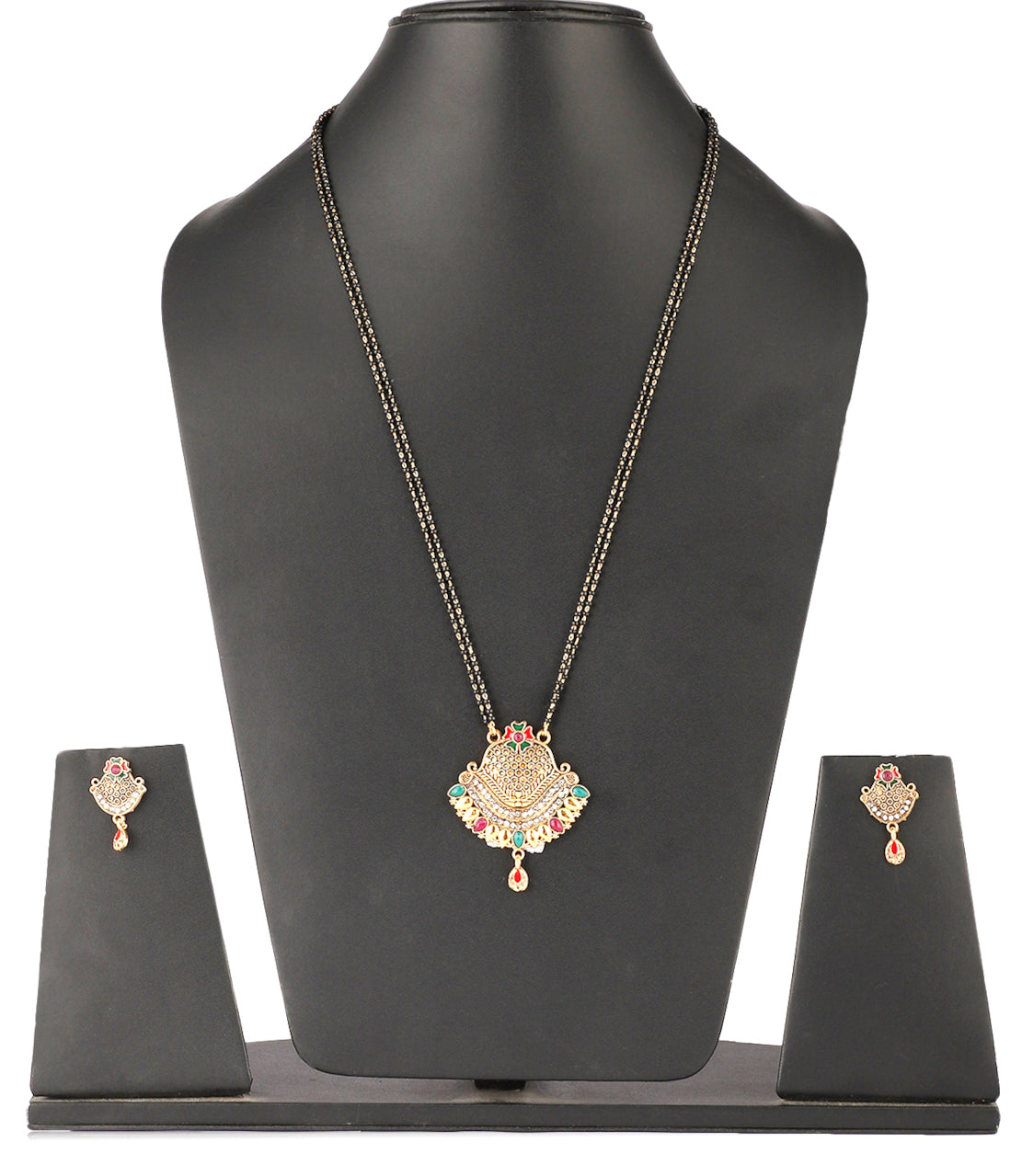 Mekkna Women's Pride Traditional Gold Plated Mangalsutra with Earrings | Buy This Jewellery Online from Mekkna.