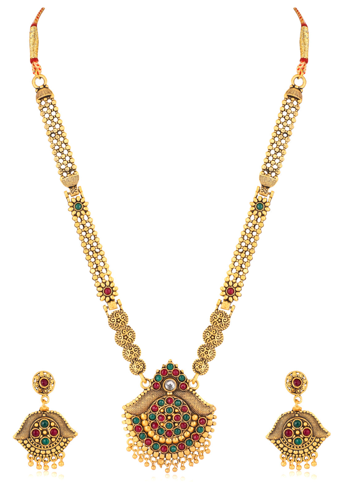 Mekkna Women's Pride Gold Plated Multicolor Necklace with Earrings | Buy This Jewellery Online from Mekkna
