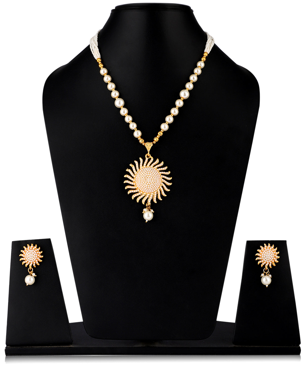 Mekkna Women's Pride Traditional Gold Plated Necklace with Earrings | Buy This Jewellery Online from Mekkna