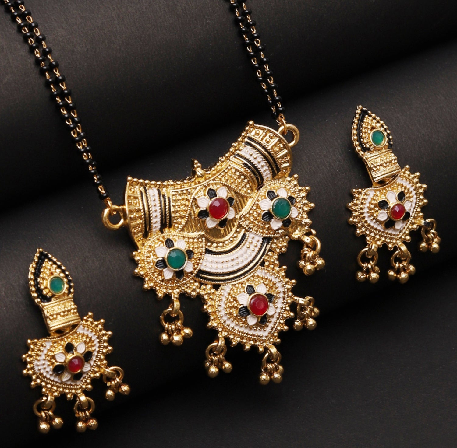 Mekkna Women's Pride Gold Plated Mangalsutra with Earrings | Buy This Jewellery Online from Mekkna.