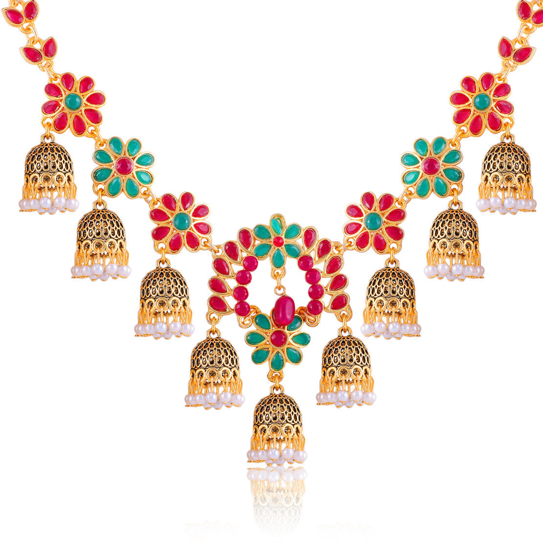 Traditional Designed by Handcrafted Multicolor Necklace with Earrings for Women | Buy This Necklace Online from Mekkna