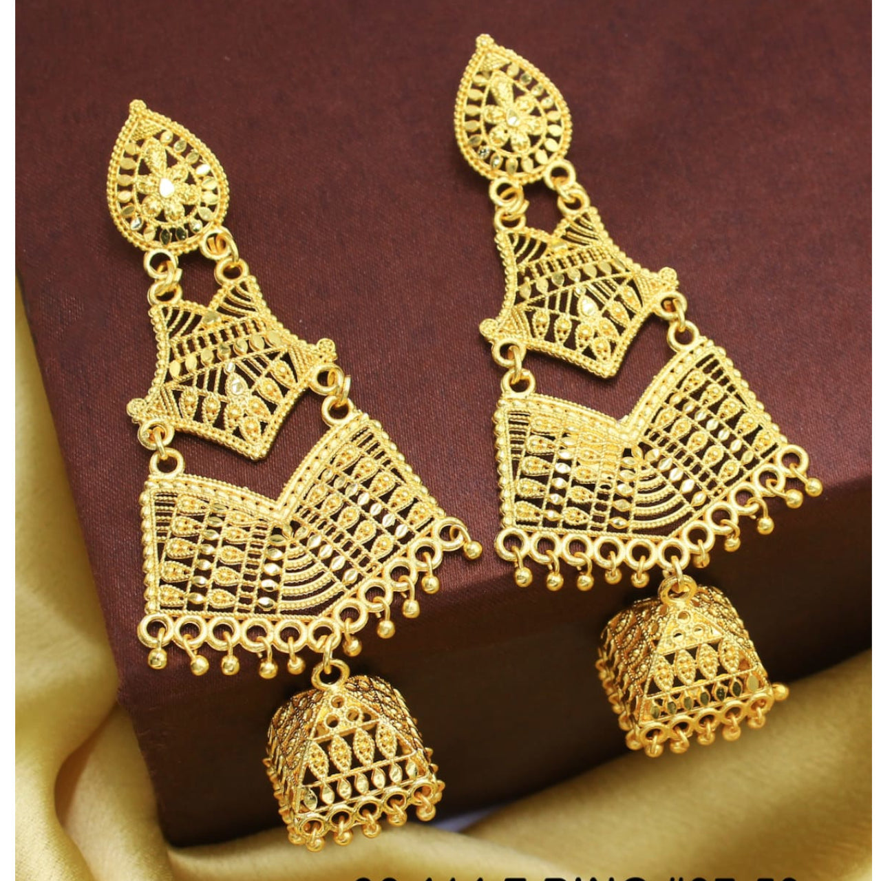 Gold Plated Jhumka Earrings from Mekkna - Intricately Designed and Lightweight