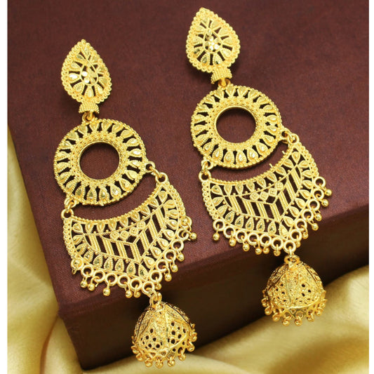 Gold Plated Jhumka Earrings from Bhagya Lakshmi - Intricately Designed and Lightweight