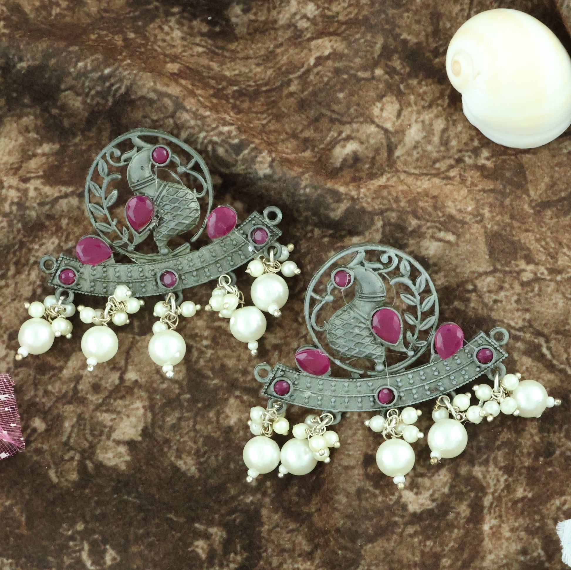 Mekkna Women's Pride Traditional Alloy Silver Plated Earrings for Women | Buy This Earrings set Online from Mekkna